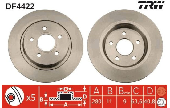 Disque de frein DF4422 TRW, Image 3