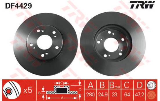 Disque de frein DF4429 TRW