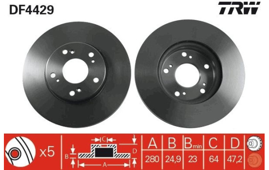 Disque de frein DF4429 TRW, Image 2