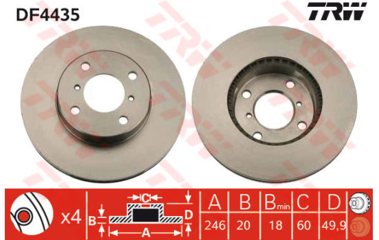 Disque de frein DF4435 TRW