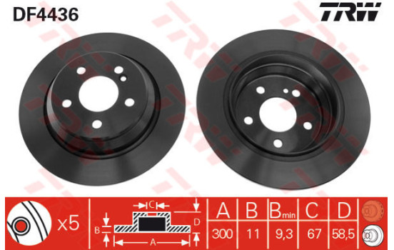 Disque de frein DF4436 TRW