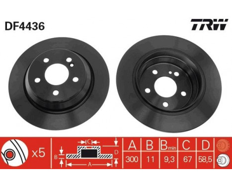 Disque de frein DF4436 TRW, Image 2