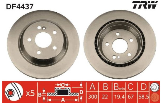 Disque de frein DF4437 TRW, Image 2