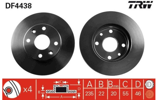 Disque de frein DF4438 TRW