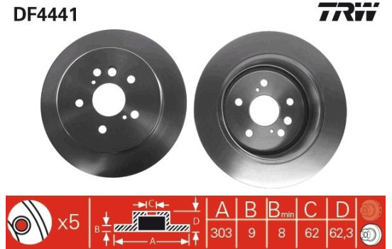 Disque de frein DF4441 TRW, Image 2