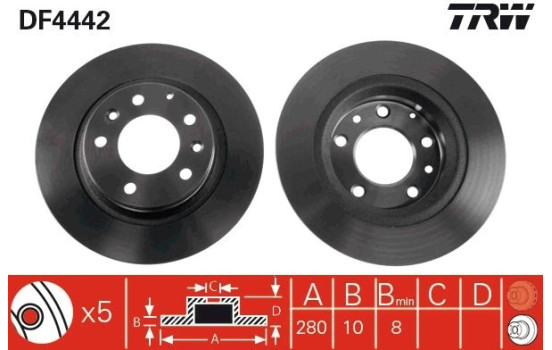 Disque de frein DF4442 TRW, Image 2