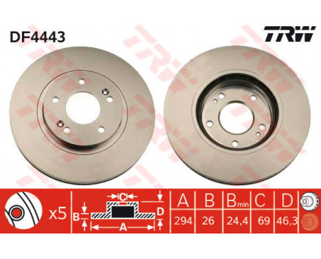 Disque de frein DF4443 TRW