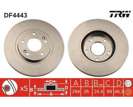 Disque de frein DF4443 TRW, Image 2