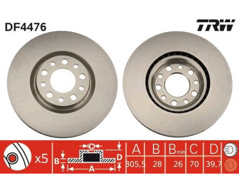 Disque de frein DF4476 TRW, Image 2