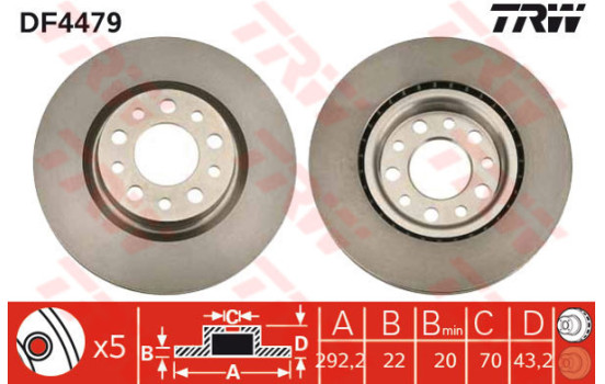 Disque de frein DF4479 TRW