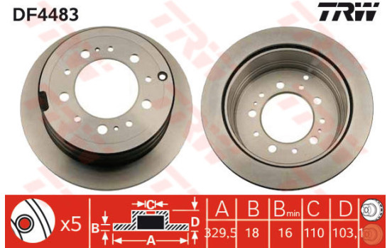 Disque de frein DF4483 TRW