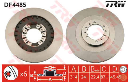 Disque de frein DF4485 TRW