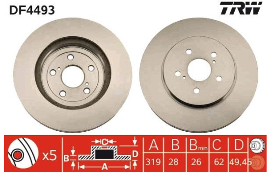 Disque de frein DF4493 TRW