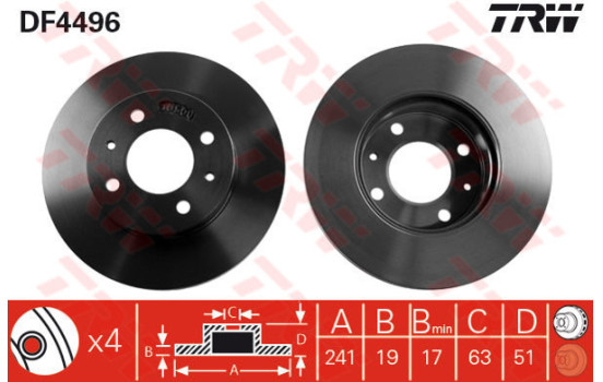 Disque de frein DF4496 TRW