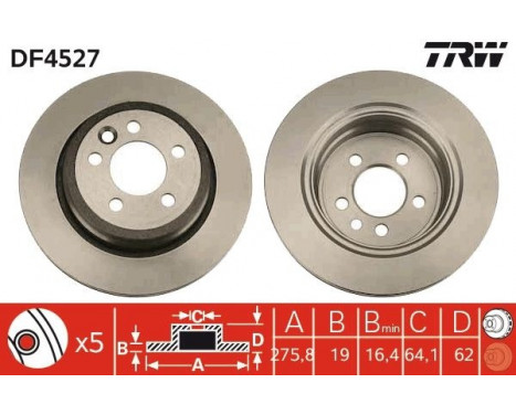 Disque de frein DF4527 TRW