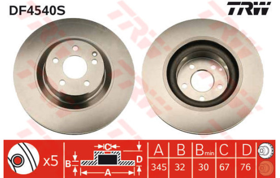 Disque de frein DF4540S TRW