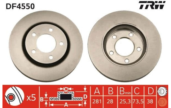Disque de frein DF4550 TRW, Image 2