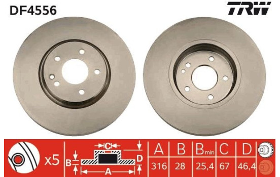 Disque de frein DF4556 TRW, Image 2