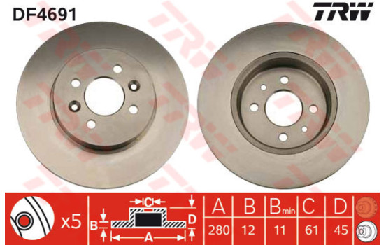 Disque de frein DF4691 TRW