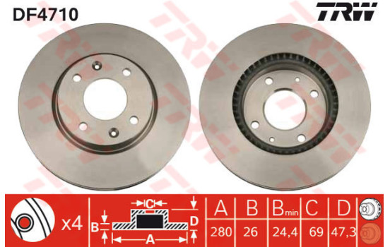 Disque de frein DF4710 TRW
