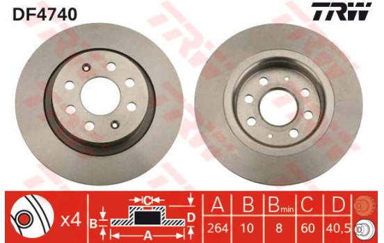 Disque de frein DF4740 TRW