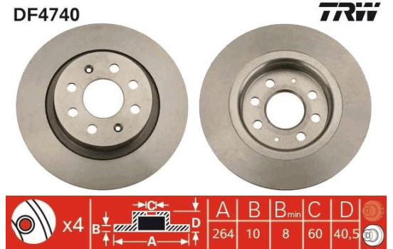 Disque de frein DF4740 TRW, Image 2