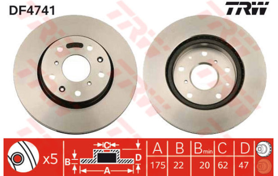 Disque de frein DF4741 TRW