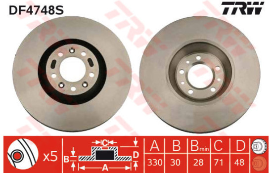 Disque de frein DF4748S TRW
