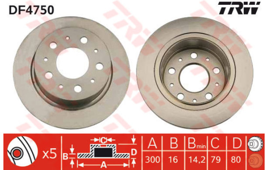 Disque de frein DF4750 TRW