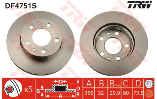 Disque de frein DF4751S TRW