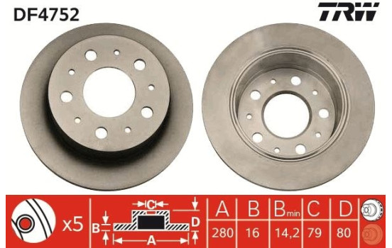 Disque de frein DF4752 TRW, Image 3