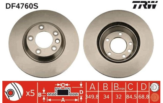 Disque de frein DF4760S TRW