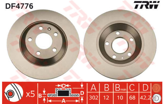 Disque de frein DF4776 TRW