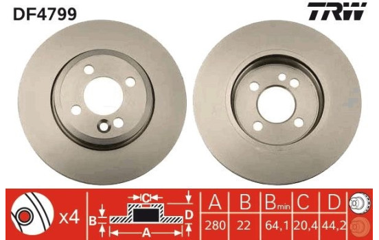 Disque de frein DF4799 TRW, Image 3