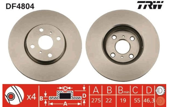 Disque de frein DF4804 TRW