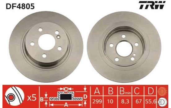Disque de frein DF4805 TRW, Image 2