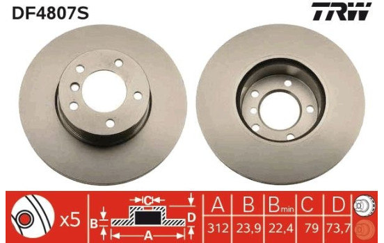 Disque de frein DF4807S TRW, Image 2