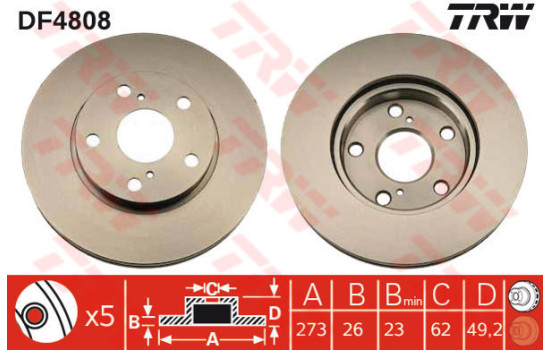 Disque de frein DF4808 TRW