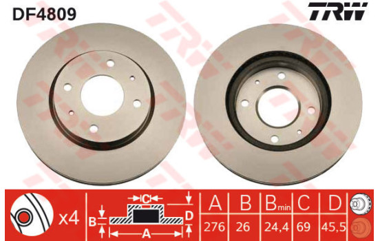 Disque de frein DF4809 TRW