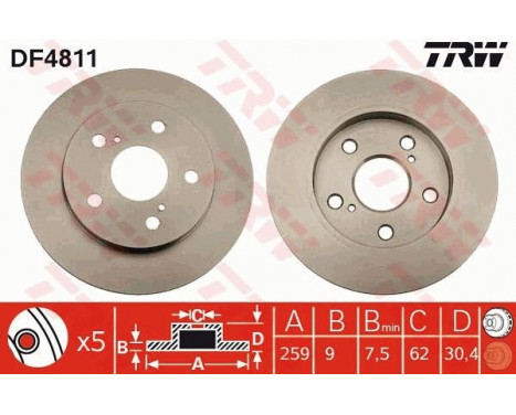 Disque de frein DF4811 TRW, Image 2