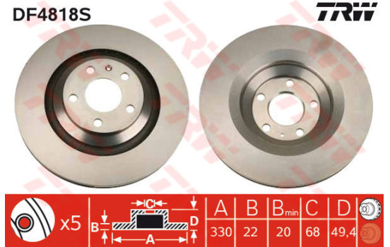 Disque de frein DF4818S TRW