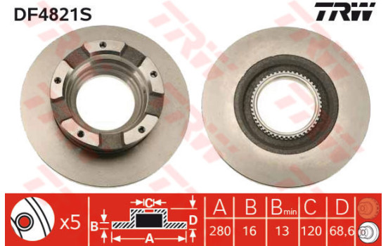 Disque de frein DF4821S TRW