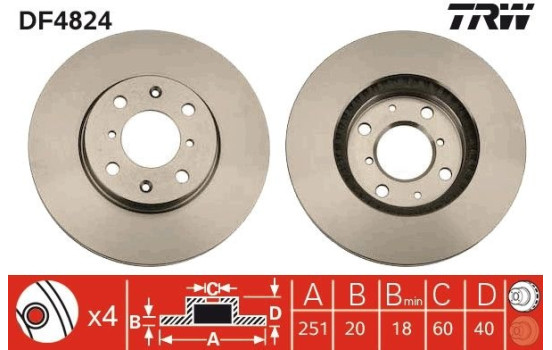 Disque de frein DF4824 TRW, Image 3