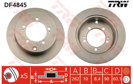Disque de frein DF4845 TRW