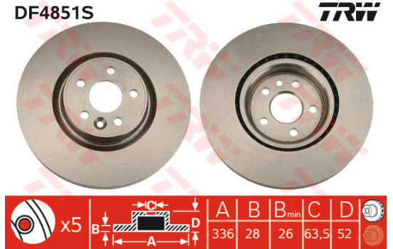 Disque de frein DF4851S TRW