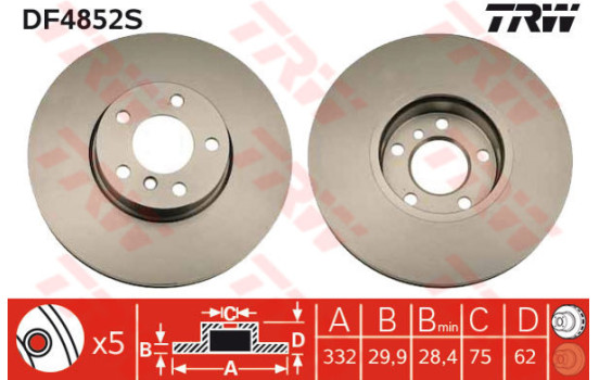 Disque de frein DF4852S TRW