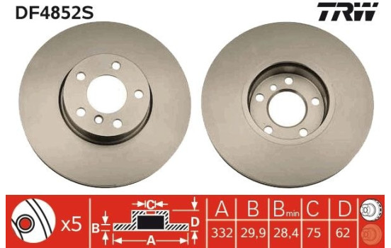 Disque de frein DF4852S TRW, Image 2