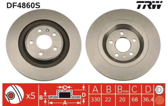 Disque de frein DF4860S TRW, Image 2