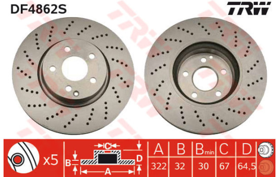 Disque de frein DF4862S TRW
