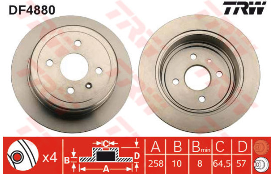Disque de frein DF4880 TRW